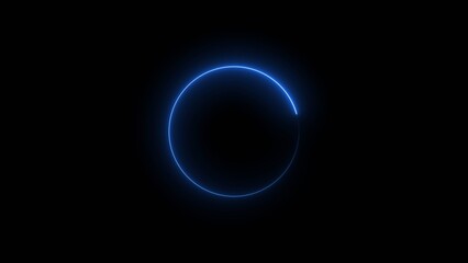 circle loading ber 4k illustration neon light on black background.	