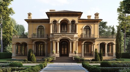 Obraz premium Magnificent Mediterranean Mansion: Architectural Masterpiece