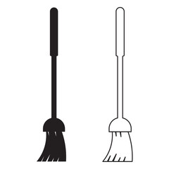 Cleaning Broom Icon in Solid Fill and Editable Stroke Style Vector Illustration