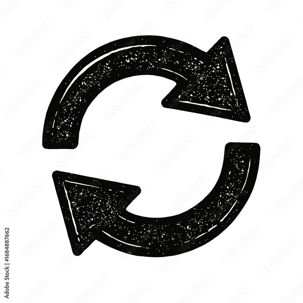 Poster refresh reload arrow icon - grunge vector illustration for data sync and updates