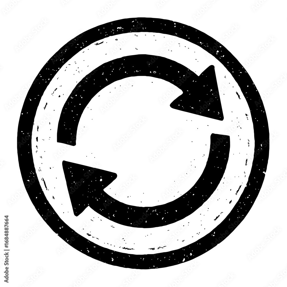 Poster refresh reload symbol icon - grunge vector illustration for data sync and updates