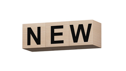 NEW text on wooden cubes.Supports PNG files with transparent backgrounds.