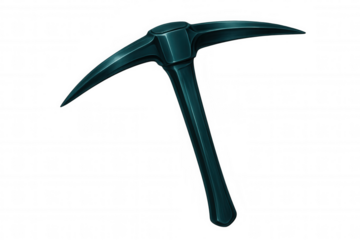 Stylized dark turquoise pickaxe isolated on transparent background, ideal for mining or construction themed projects