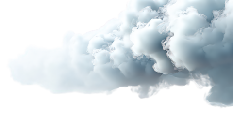 Fluffy White and Grey Cumulus Clouds Isolated on Transparent Background