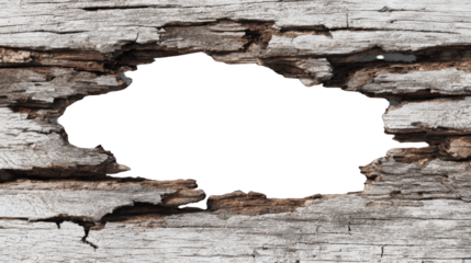 Wooden wall with a large hole