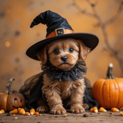 An adorable puppy dressed as a witch captures the Halloween spirit perfectly tonight