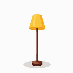 Obraz premium Modern floor lamp illuminating minimalist space with warm light. Interior design features contemporary floor lamp with bright lampshade and sleek stand, creating focused ambiance.