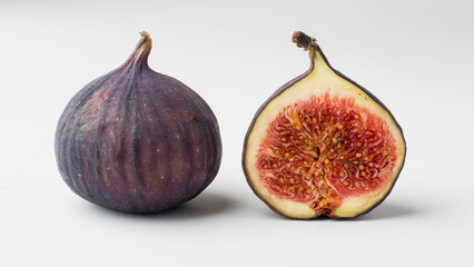 Fresh figs whole and cut on a light background. Concept of healthy eating, natural products and...