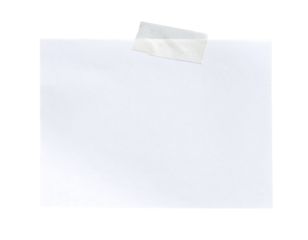 White paper note with tape isolated on transparent background PNG