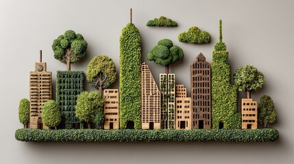 Inspiring eco-cityscape showcases sustainable urban development with lush greenery and modern architecture blending nature and innovation for a greener future.