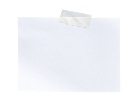 White paper note with tape isolated on transparent background PNG