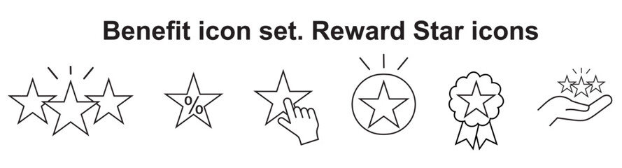 Benefit icon set  Reward related icons  Star  Editable line icons. Vector illustration
