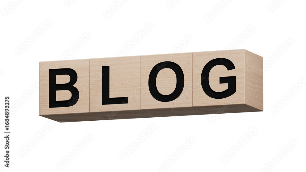 Poster blog symbol. concept word blog on wooden cubes.business and blog concept. copy space.business concep