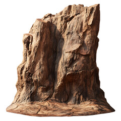 Weathered rock formation isolated on transparent background