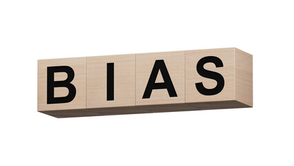 Word BIAS made from wooden cubes.close up of wooden cubes,Business Concept.Supports PNG files with transparent backgrounds.