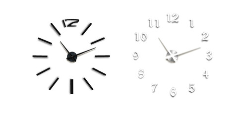 Vector 3d Realistic Classic Metal Steel Silver Gray Wall Office Clock Icon Set Closeup Isolated on Transparent Background. White and Black Dial. Design Template for Mockup. Front or Top View