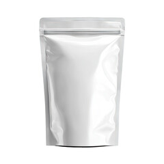 Blank, white,  foil food pouch with zipper