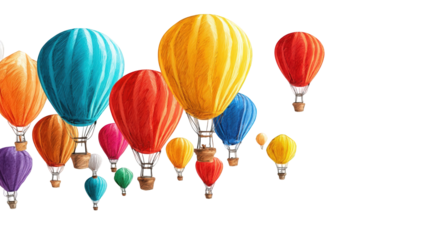 Colorful hot air balloons against a black background (6)