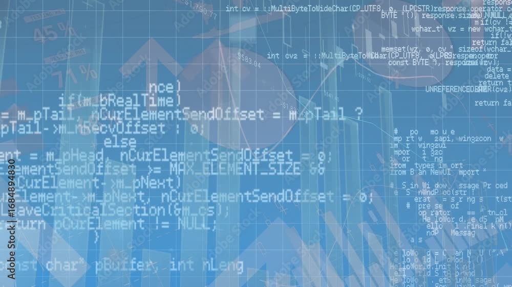 Poster animation of data processing on blue background