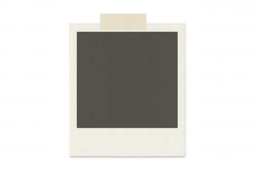 Vintage polaroid frame with adhesive tape on a clear background, perfect for photo editing and design projects