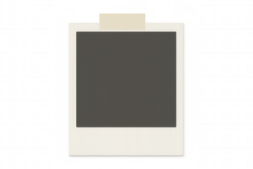 Vintage polaroid frame with adhesive tape on a clear background, perfect for photo editing and design projects