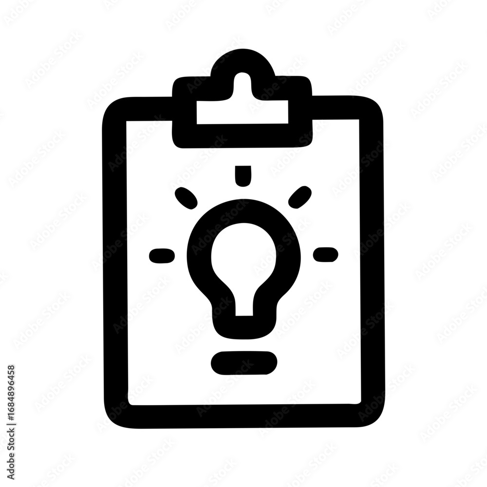 Aufkleber a clipboard with a light bulb on it representing an idea or innovation in a simple black outline sty