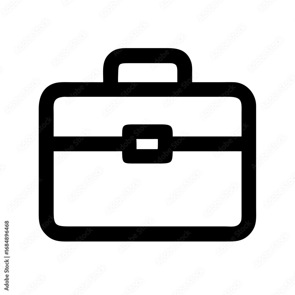 Aufkleber a simple black and white line drawing of a briefcase with a handle and a clasp in the center front