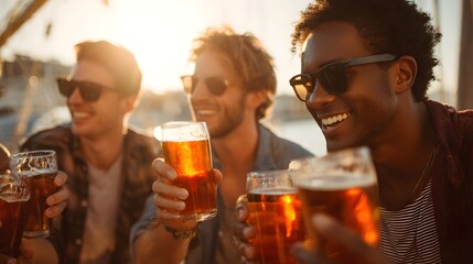 young man drinking beer in the bar