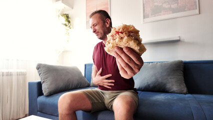 Man having food poisoning and nausea.