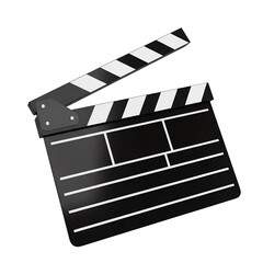 Film Clapperboard Icon on Black Background  Movie Production Equipment Symbol Stock Image