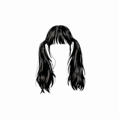 Abstract Illustration of Long Hair with Pigtails