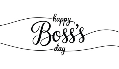 Boss’s Day greeting design with stylish cursive typography, decorative flourishes, and minimalist layout on white background