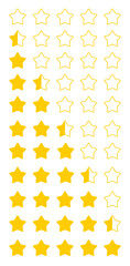 Five stars customer review icon PNG with yellow star rating, product feedback, quality badge, modern app UI vector design