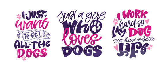 Trendy hand drawn doodle lettering quote about dog, pet lovers. Lettering for t-shirt design, mug print, bag print, clothes fashion. 100% hand drawn vector image.