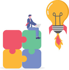 Thinking, imagination, problem solving concept with tiny people.

