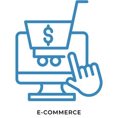 E-commerce Shopping Blue Line Icon