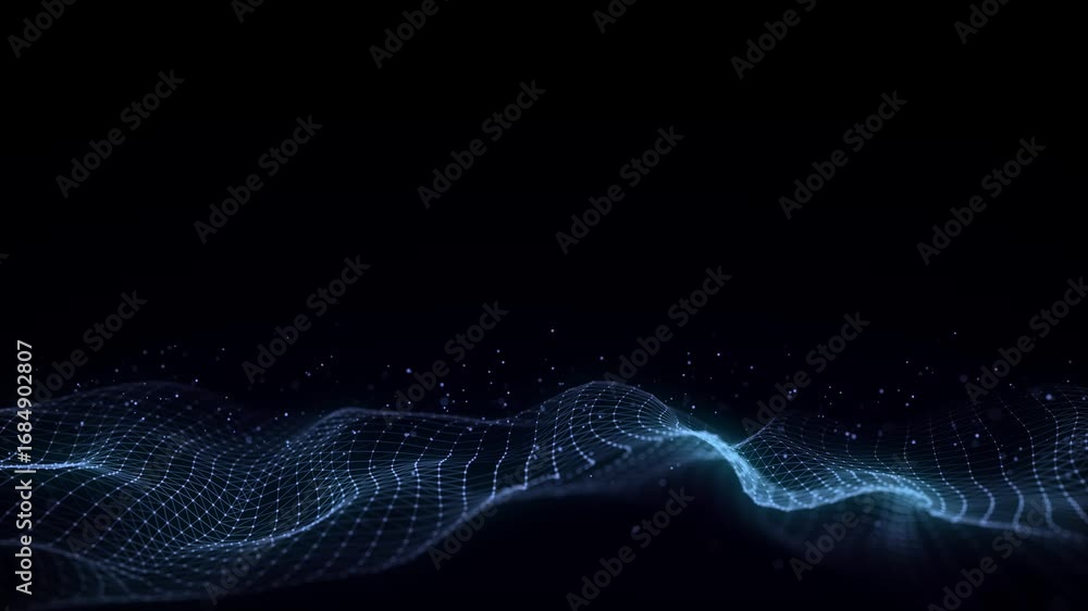 Canvas Prints futuristic technology wave. digital cyberspace. abstract wave with moving particles on a blue backgr