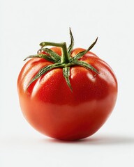 Single, ripe tomato on white background
