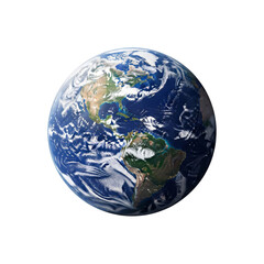 Vibrant earth from space highlighting continents and cloud patterns isolated on transparent background