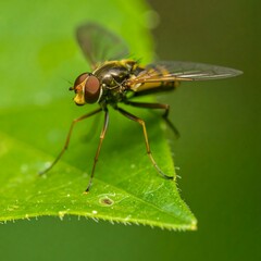 Fototapeta premium Close-up of a fly on a leaf (1)