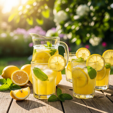 Refreshing Summer Lemonade Drink Outdoor