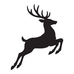 Reindeer Silhouette Leaping for Christmas and Holiday Illustrations