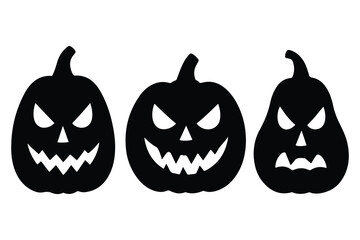 Fototapeta premium Set of Halloween Pumpkins with Evil Grins for Spooky Decorations