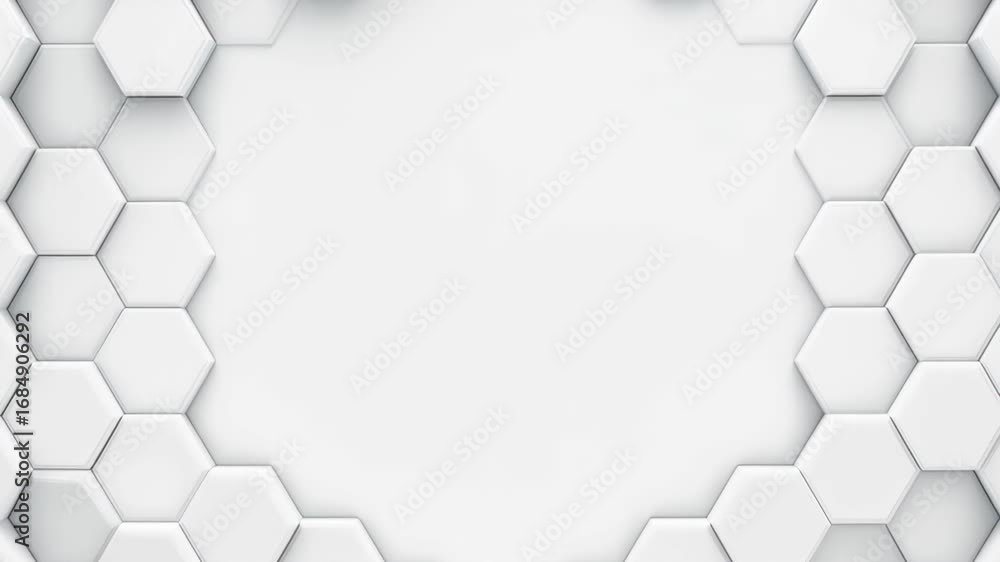 Poster abstract white hexagonal pattern background with 3d geometric shapes