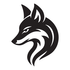 Stylized Wolf Head Silhouette with Intricate Tribal Design