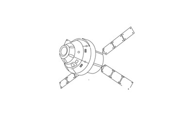 Detailed Line Drawing of a Spacecraft – Aerospace Engineering and Space Exploration Illustration