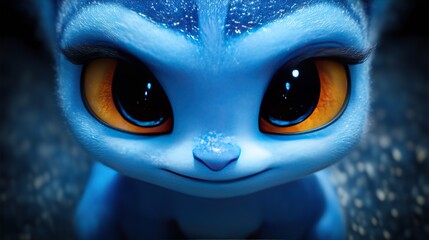 Illustration of a Blue - Skinned Big - Eyed Creature