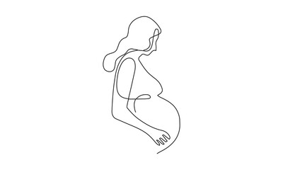 Minimalist Line Art of a Pregnant Figure – Abstract Continuous Line Drawing of Mother-to-Be