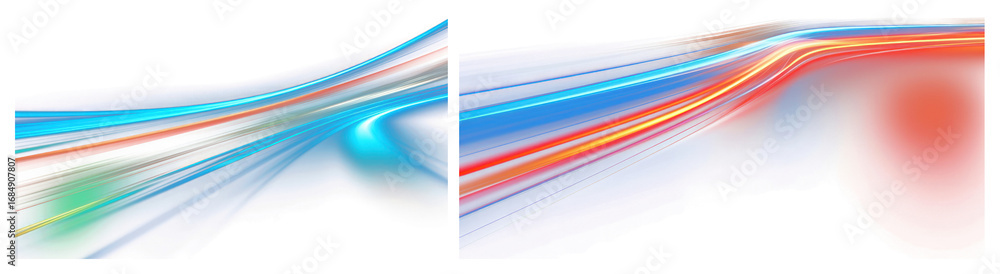 Poster png dynamic abstract light trails, element set on transparent background