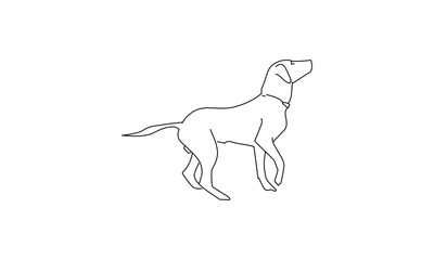 Dog in Motion Line Drawing – Minimalist Pet Outline Sketch in Dynamic Pose